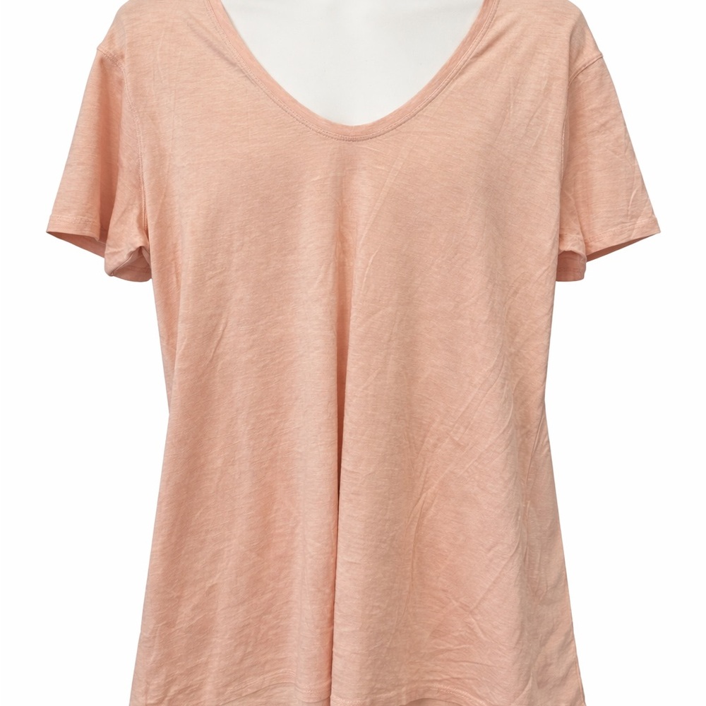 Theory Light Peach V-Neck Short Sleeve Tee